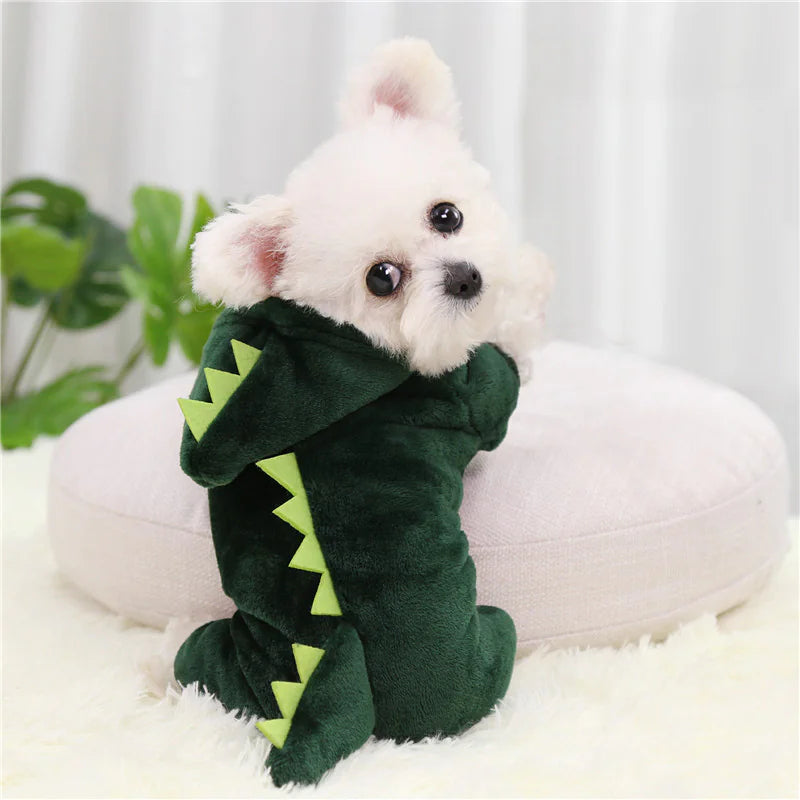 Pawtique Fashion Coral Fleece Dinosaur Pullover